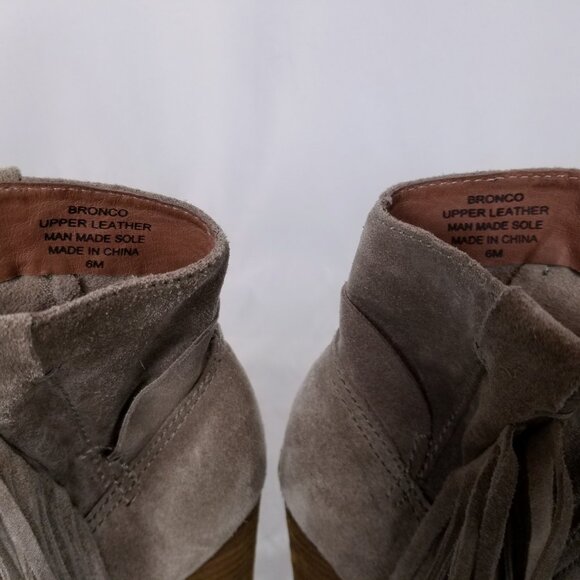 Jeffrey Campbell Bronco Suede Fringe Boots Taupe Sz 6 - Picture 7 of 11